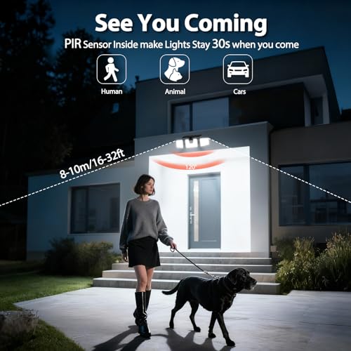 INCX Solar Lights Outdoor Waterproof, 3000 LM 156 LED Motion Sensor Outdoor Lights, 3 Heads Solar Powered Security Flood L...