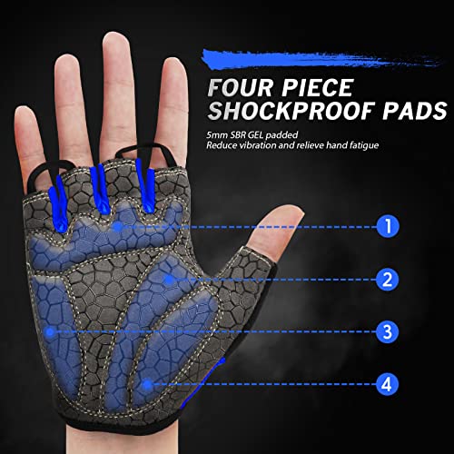 HTZPLOO Bike Gloves for Men Women with Anti-Slip Shock-Absorbing Pad, Light Weight Half-Finger Cycling Gloves