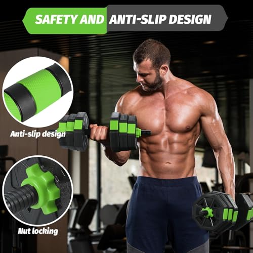 Adjustable Dumbbells, 44/66/88Lbs Free Weight Set with Connector, 4 In1 Weight Dumbbell Set Used As Kettlebells, Barbell, ...