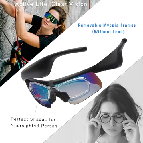 Smart Glasses for Men & Women, Bluetooth 5.3 Sports Sunglasses with Hands-Free Calls, Open-Ear Speaker, Polarized UV400, I...