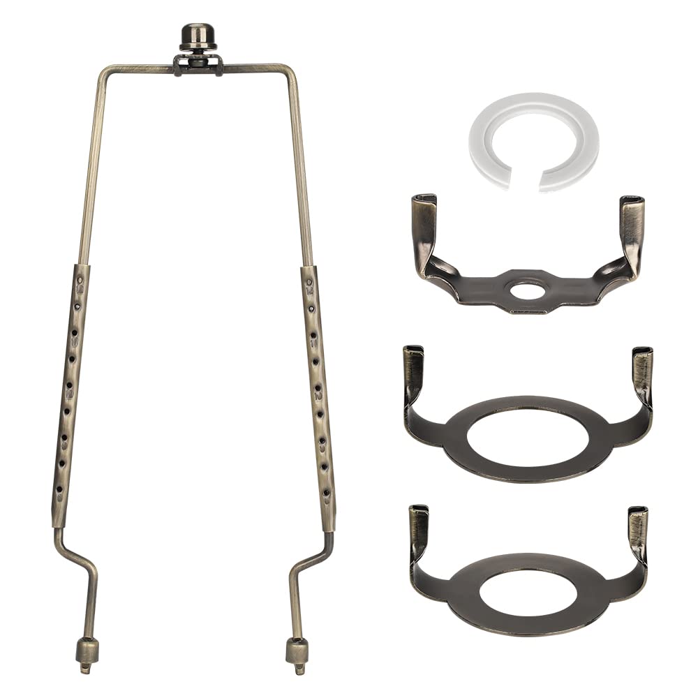 ALUCSET Adjustable Lamp Harp Kit, Gold Metal, Fits Standard Lamp Rod & E14/E26/E27 Bases, Model LLB-A-E2202, 8-12 Inch
