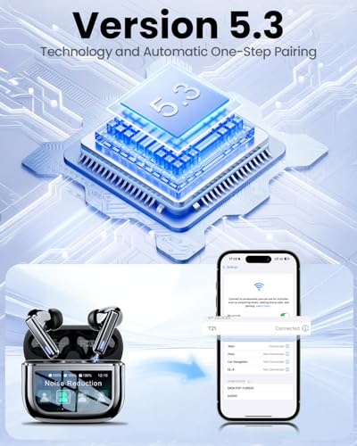 ZIUTY Wireless Earbuds Bluetooth Headphones, ANC/ENC Noise Cancelling, Ear Buds with Multifuntional Touch Screen, 40H Ster...