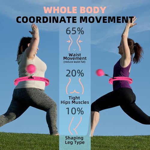 Argvsde Weighted Hula Infinity Fitness Hoop for Adult Weight Loss, 2 in 1 Smart Fitness Workout Hula Circle Hoops with 28 ...