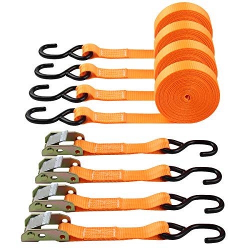 Tie-Down Cam Straps, JCHL Ratchet Tie Down Strap 1" x20' Lashing Strap Cargo Tie Down Strap Polyester Webbing Coated S-Hoo...