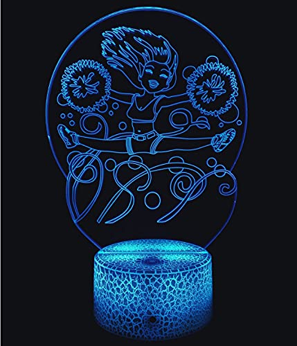 YTDZLTD Optical Illusion 3D Cheerleader Night Light, USB Remote Control, 16 Colors, LED Desk Lamp, Plastic, Multi-Color