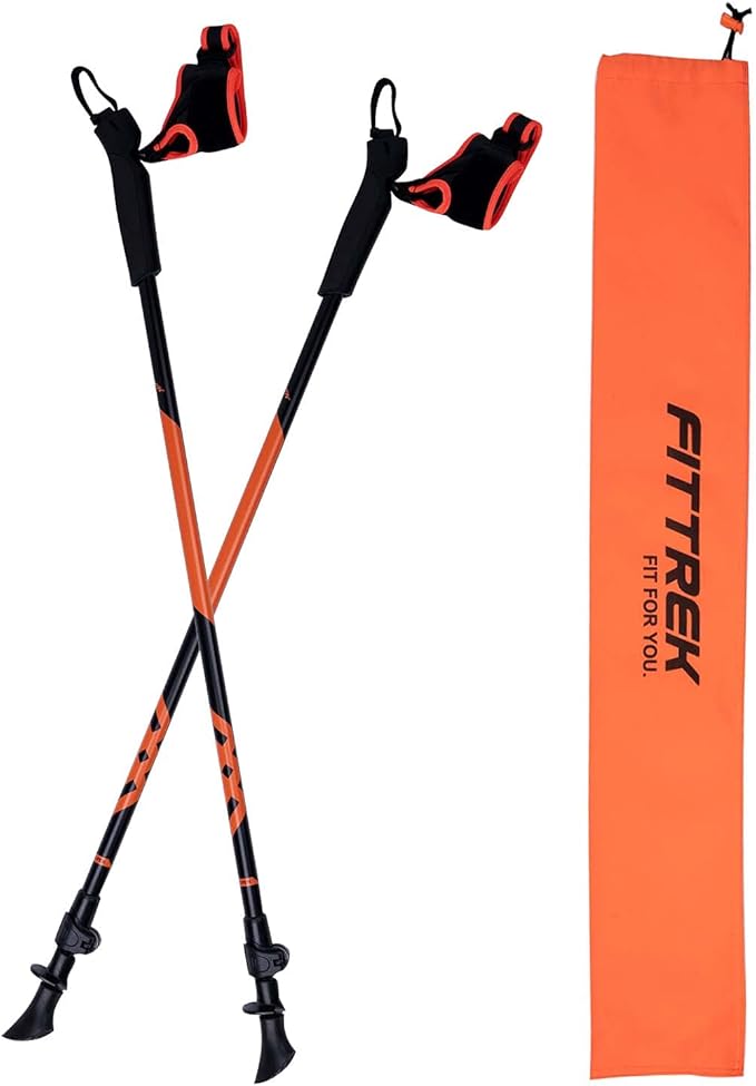 FitTrek Nordic Walking Poles for Men Women - 2 Pack Aluminum Nordic Walking Sticks - Nordic Poles with Ergonomic Grip Adju...