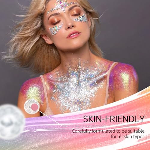 Face and Body Glitter Stick,Holographic Sparkling Neon Outfit Singer Concert Music Rave Festival Party Accessories Glitter...