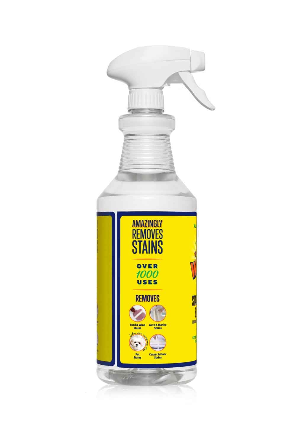Whip It Cleaner, Multi Purpose Stain Remover Professional Strength Spray, Plant Based Enzyme Cleaner, Cleaning Food, Coffee, Wine, Baby Stains, Pet Stains, Over 500 uses, Made in USA, 32 OZ