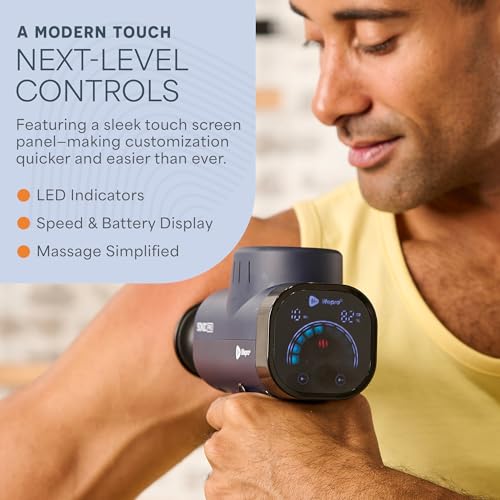 LifePro Sonic Pro Handheld Electric Massage Gun – Deep Tissue Percussion Massager Gun with 10 Speeds & 9 Heads – Muscle Ma...