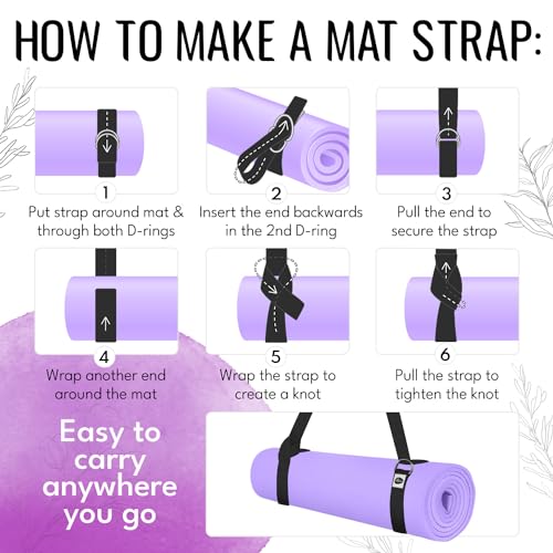 TECEUM Yoga Strap & Mat Strap – 2 IN 1 – Cotton – 6 ft 8 ft 10 ft (30+ colors) – Adjustable Non-Slip Belt for Yoga, Pilate...