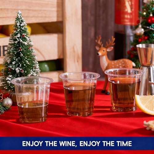 JOLLY CHEF 500 Pack Plastic Shot Glasses, 1 oz Clear Disposable Jelly Cups Reusable Perfect for Wine Tasting, Whiskey, Foo...