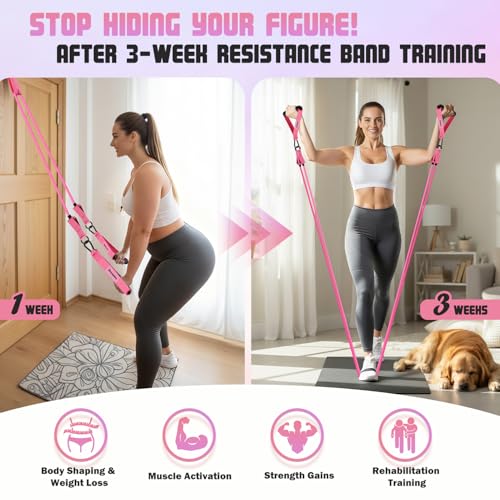 Ayombo Resistance Bands with Handles for Women, Exercise Bands Set for Physical Therapy Yoga Pilates, 5 Level Workout Band...