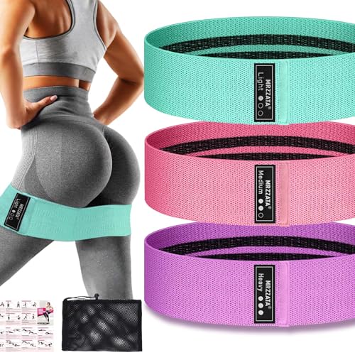 Resistance Bands for Working Out Hip and Legs, Fabric Booty Bands Set, Widen Exercise Bands for Women Men, Pilates Stretch...