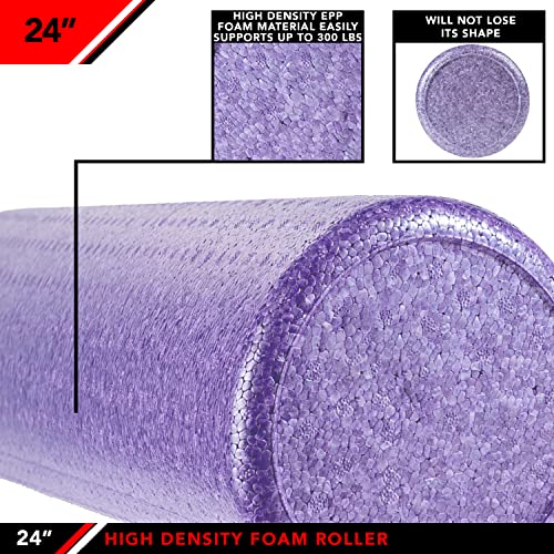 JFIT High Density Foam Roller, Solid Purple, 24-Inch