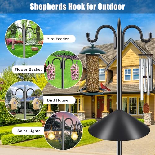 Gtongoko Bird Feeder Pole Squirrel Proof, 92 Inch Double Shepherds Hook for Outdoor with Squirrel Baffles Adjustable Heavy...