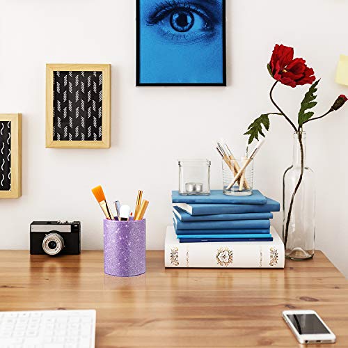 Outus PU Glitter Pen Holder Pencil Cup Shiny for Women Girls, Luxury Makeup Brush Holder Pu Leather Organizer Cup Gift for...