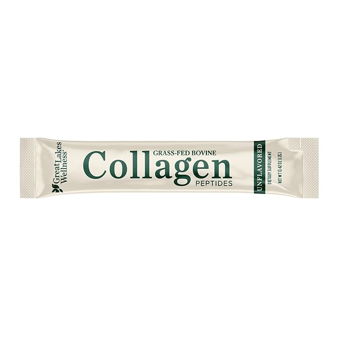 Great Lakes Wellness Collagen Peptides Powder for Skin, Hair, Nails, Joints & Digestion - Unflavored - Quick Dissolve Hydrolyzed, Non-GMO, Keto, Kosher - 20 Sticks