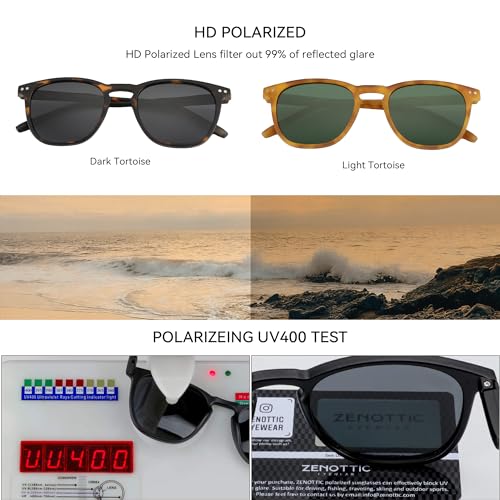ZENOTTIC Polarized Sunglasses for Women Men: Retro Shades Round | Square Frame UV Protection 2 Pack