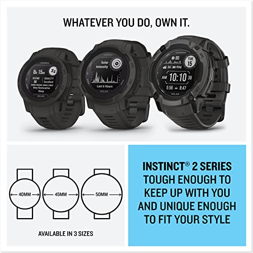 Garmin Instinct 2 Solar, GPS Outdoor Watch, Solar Charging Capabilities, Multi-GNSS Support, Tracbak Routing, Graphite (Re...