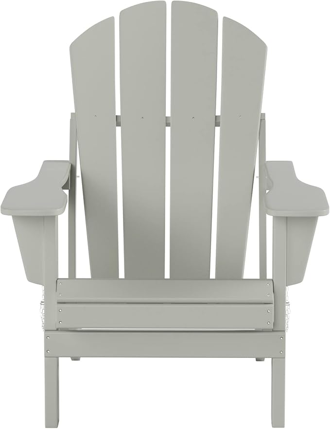 WO Home Furniture Adirondack Chairs Table Set of 3 PCS Outdoor Folding Chairs Side End Table Weather/UV Resistant for Lawn, Garden, Bon Fire, Balcony (Sand)