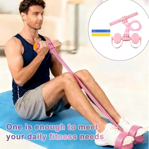 Pedal Resistance Band with Handle,Upgrade 6-Tube Detachable Yoga Bands,Multi-Functional Resistance Band Fitness Equipment,...