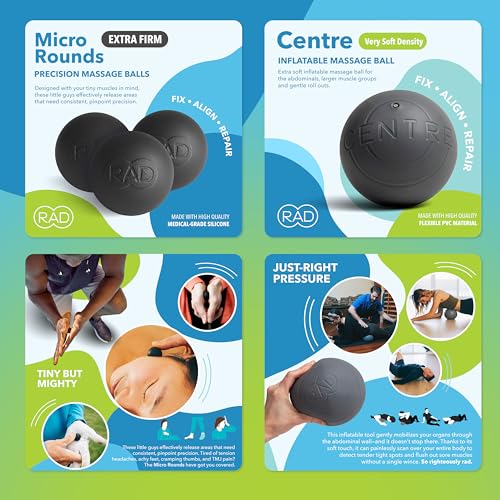 RAD Yoga Bundle for Myofascial Release, Muscle Recovery, & Relaxation – Includes Multi-Use Yoga Block, Neuro Ball Foot Rol...