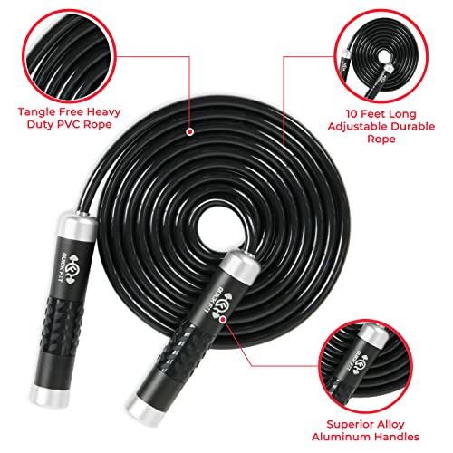 Quick Fit Weighted Jump Rope Set of 2 (1LB) w/ Non-Weighted Skipping Cord - Portable Exercise Accessory for Cardio, HIIT, ...