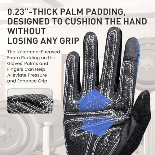 Full Finger Workout Gloves Weight Lifting Touchscreen for Men Women with Padding, Full Hand Gym Exercise Gloves Male Femal...