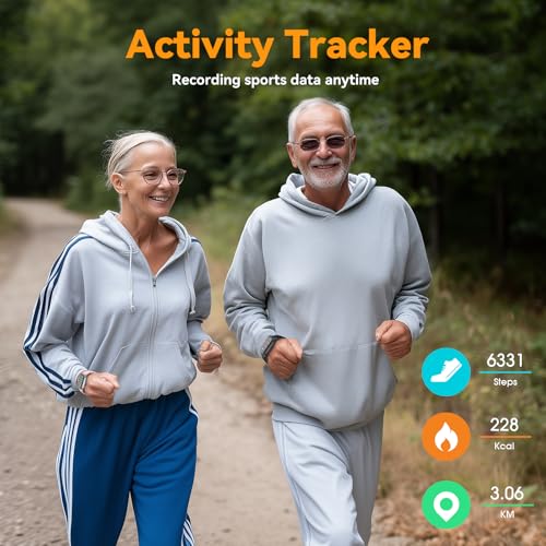 DAVIKO Pedometer Watch Senior Friendly No App/Phone Required,Waterproof Fitness Tracker Watch with Heart Rate Sleep Monito...