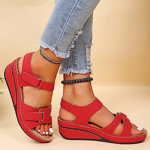 JEUROT Wedge Sandals for Women Open Toe Platform Comfortable Wedges Sandal Ankle Strap Orthopedic Summer Walking Shoes