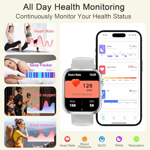 GADIXY Smart Watches for Men Women(Answer/Make Calls),7 Day Battery Fitness Tracker Watch SpO2/HR/Sleep/BP,120+ Sports Act...
