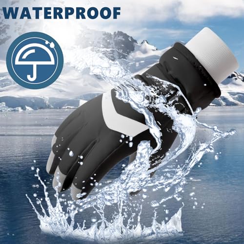DARCHEN 3-12 Kids Snow Gloves Boys Winter Waterproof Ski Snowboarding Insulated Warm Windproof Cold Weather Sports Age Gir...