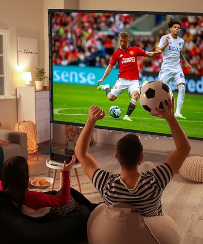 STWUI Outdoor-Projector-Screen-with-Stand - 120 inch Portable Projector Screen Indoor Outdoor Projector Screens 16:9 4K HD...