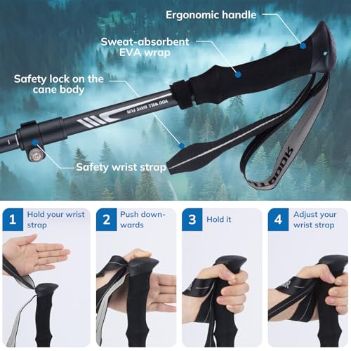 Gifts for Men Christmas Collapsible Trekking Pole, Ultralight 7075 Aluminum Hiking Stick for Women, Men & Seniors, 3-Secti...