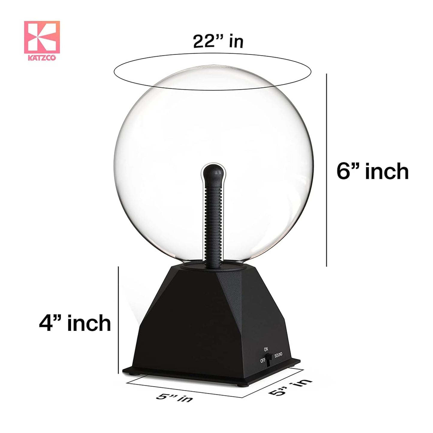 Katzco 7.5-Inch Orange Interactive Plasma Ball - Nebula Sphere, Thunder Lightning, Plug-in - Touch and Sound Sensitive Plasma Globe, STEM Science Toy for Parties, Decorations, Prop, Kids, and Gifts