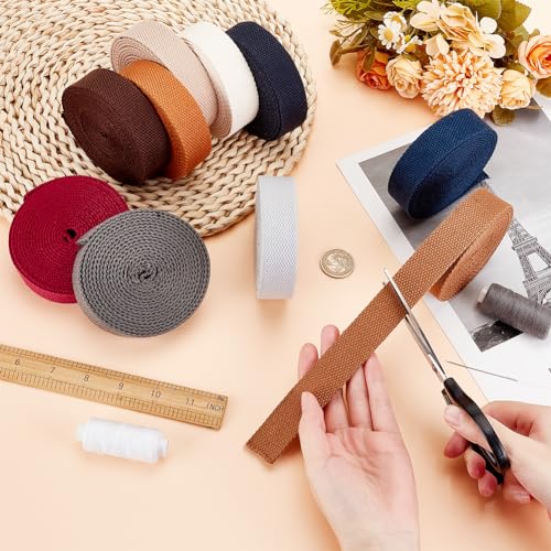 PH PandaHall 38 Yards Cotton Webbing 1 Inch Polyester Cotton Webbing Straps 10 Colors Bag Handles Belt for Tote Bag Purse ...