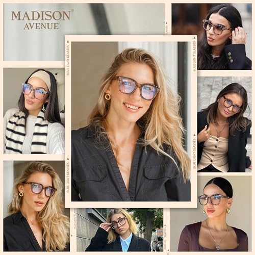 Madison Avenue Women Blue Light Glasses,Oversize Blue Light Blocker for Women, Anti Eyestrain & UV Protection Computer Eye...