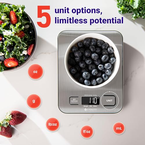 Etekcity Food Kitchen Scale, Digital Grams and Ounces for Weight Loss, Baking, Cooking, Keto and Meal Prep, LCD Display, M...