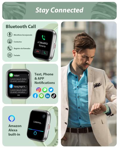 Tensky Smart Watch for Men Women(Call Receive/Dial), Alexa Built-in, 1.8" Touch Screen Fitness Tracker with Heart Rate Sle...