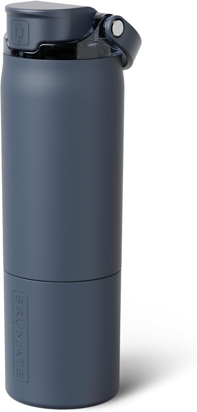 BrüMate Rise 25oz Water Bottle With 100% Leakproof Covered Silicone Straw | Insulated Stainless Steel Water Bottle | Fast Flow | Soft Sip Silicone Spout | Removable Straw | BPA-Free (Nightfall Blue)
