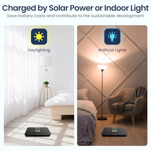 TIPRE Solar Powered Weight Scale with Endless Power, Scale for Body Weight, Electronic Bathroom Scale for Weight Loss, Dig...