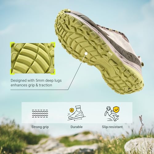 FitVille Men Waterproof Hiking Shoes Extra Wide Walking Shoes Slip-Resistant Trekking Trainers All-Terrain Quick Lace Snea...