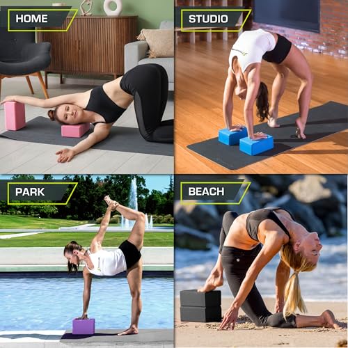 ProsourceFit Foam Yoga Blocks Set of 2, High Density EVA Yoga Bricks, Sturdy Yoga Prop Large Size 4x 6 x 9