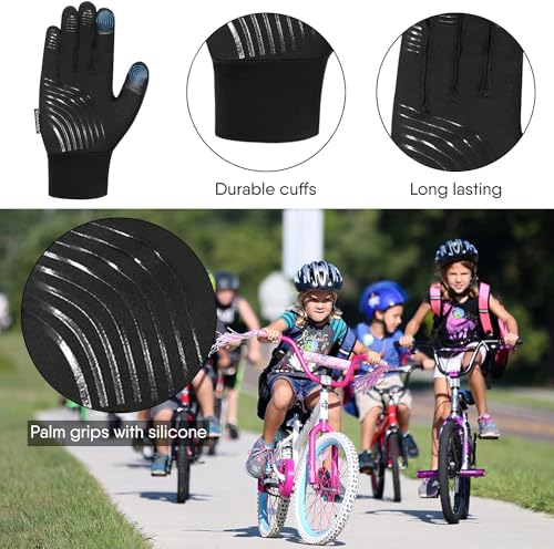 SAWANS Kids Cycling Gloves Sports Winter Thermal Boys Girls Children Windproof Anti-Slip Touchscreen Gloves Age 4-12 Years...