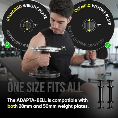 Kensui AdaptaBELL MAX – Heavy-Duty Adjustable Dumbbell Handles (Pair) – All-Metal Construction, Supports 300+ lbs – Compat...