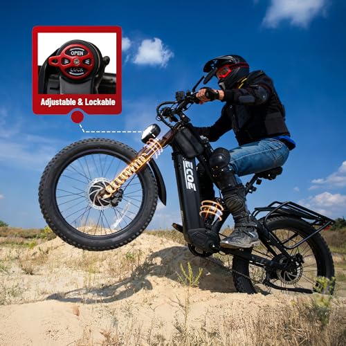 EcoE 6000W/5000W Dual Motor Electric Bike for Adults 52MPH with 60V32A, 26x4 Fat Tire All Terrain Ebikes, Full Suspension ...
