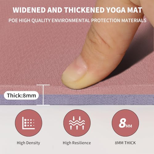 Large Yoga Mat (6'x 4') - Extra Long and Wide Workout Mat for Men and Women,Non-Slip POE 0.32''/0.4'' Thick Fitness Mat, E...