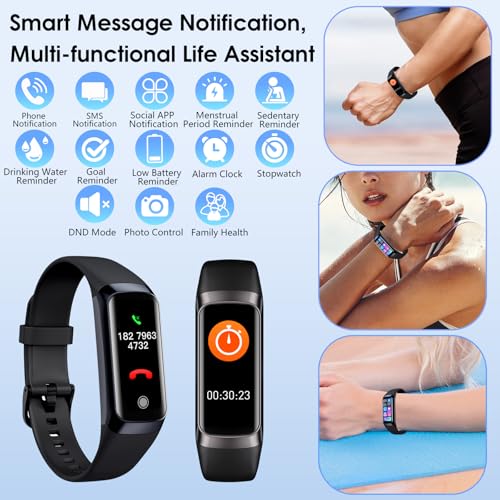 VUHIGIB Fitness Tracker, 24/7 Heart Rate Blood Oxygen Blood Pressure Body Temp Monitor Sleep Calorie Tracker with 1.1" AMO...