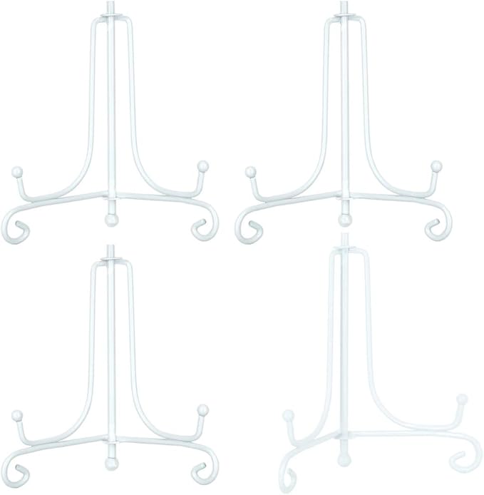 LIONWEI LIONWELI 4 Inch White Iron Plate Stand Holder Easel Display Stand for Plate?Picture?Photo and More,4 pcs.