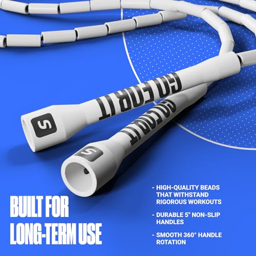 Sportbit Elite Beaded Jump Rope – Adjustable for Kids & Adults, Durable Fitness Skipping Rope for Cardio, Gym, Home & Outd...
